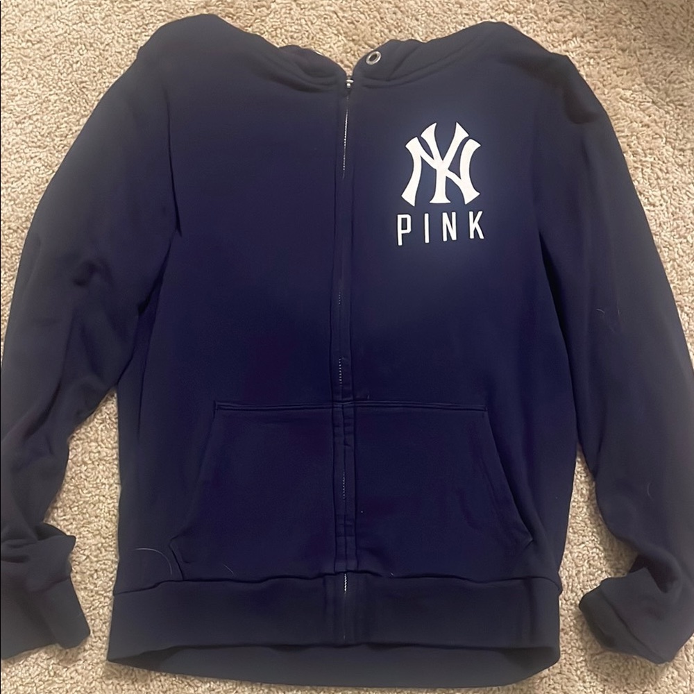 PINK Victoria's Secret Blue NEW YORK YANKEES Long Sleeve Hoodie